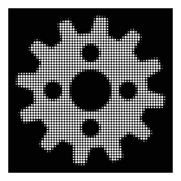 Witte Halftone tandrad pictogram — Stockvector