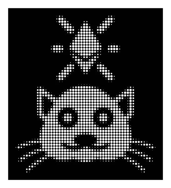 Ícone Kitty Criptografado Pixelado Meio Tom Pictograma Branco Com Estrutura — Vetor de Stock