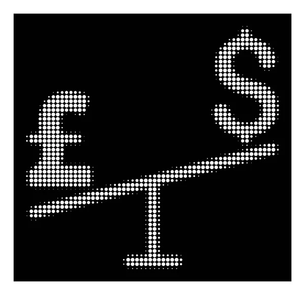 Bílá polotónů dolar Libra Swing ikona — Stockový vektor