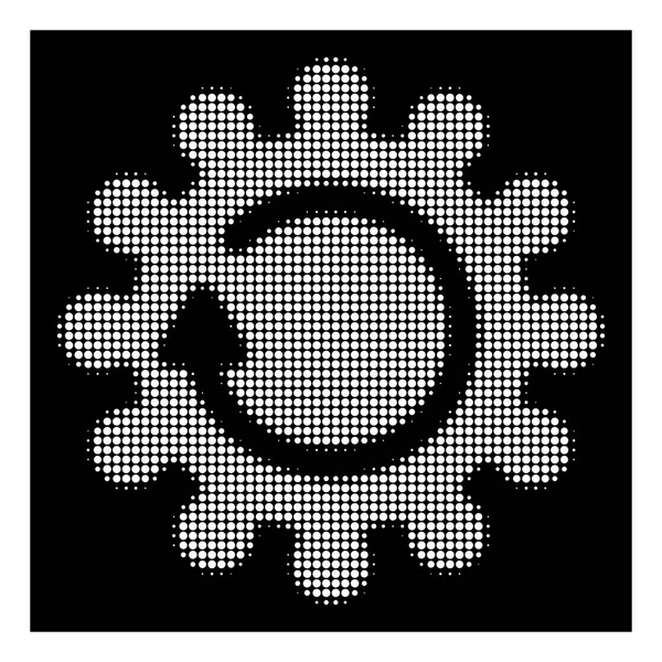 Witte Halftone Cog rotatiepictogram — Stockvector