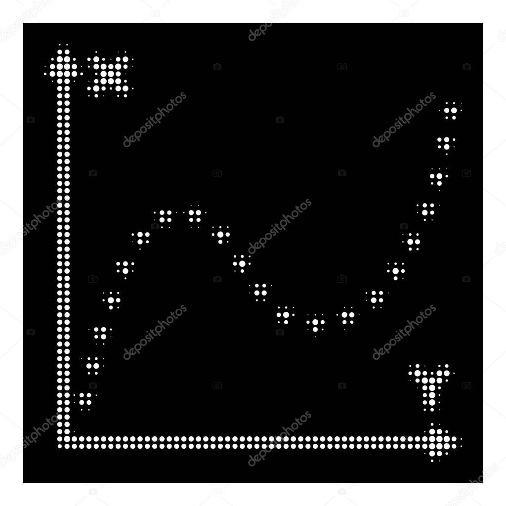 White Halftone Dotted Function Graph Icon