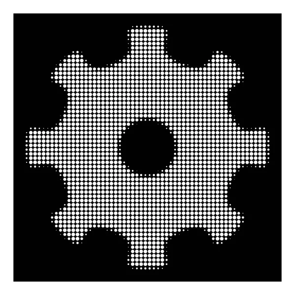 Witte Halftone Gear pictogram — Stockvector