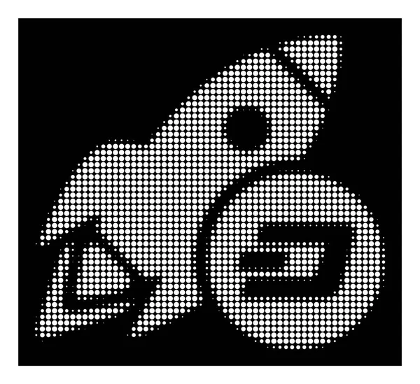 Bílá polotónů Dash raketu ikona — Stockový vektor