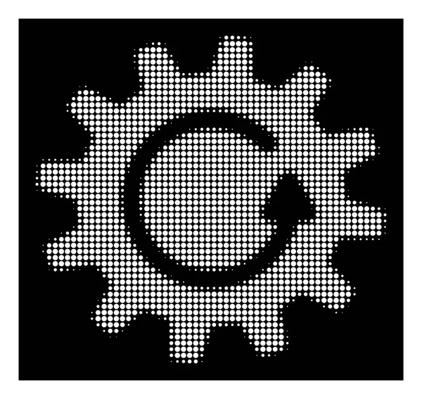 Witte Halftone tandrad rotatiepictogram — Stockvector