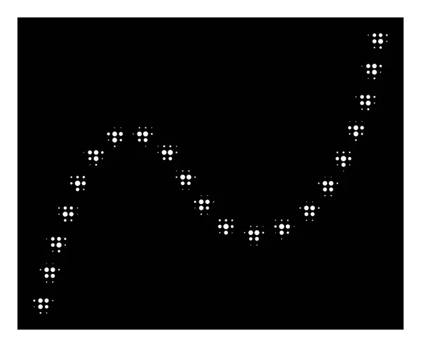 Witte Halftone gestippelde Curve pictogram — Stockvector