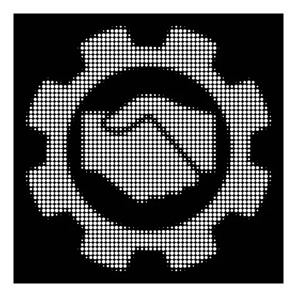 White Halftone Smart Contract Setup Gear Icon — Stock Vector