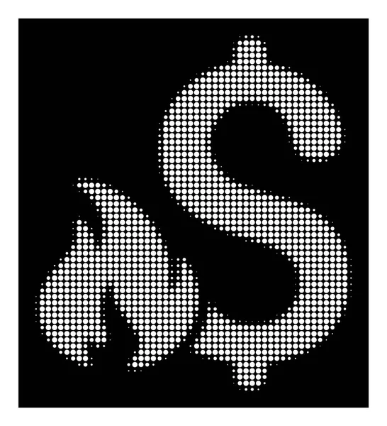 Icono blanco Halftone fuego financiero — Vector de stock