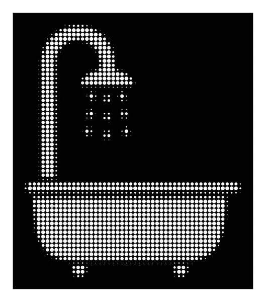 White Halftone Bath Shower Icon — Stock Vector