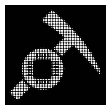 Beyaz yarı ton elektronik araştırma çekiç simgesi