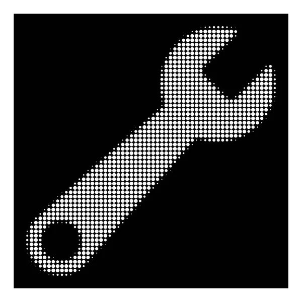 White Halftone Wrench Icon — Vector de stoc