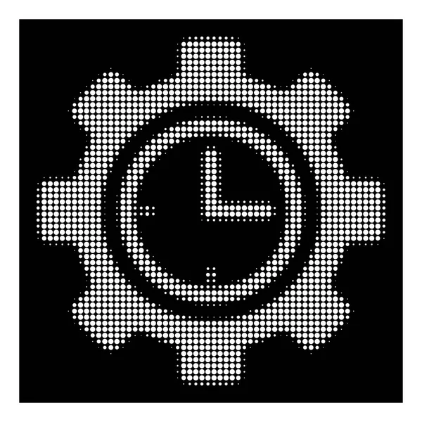 Witte Halftone tijdpictogram Setup Gear — Stockvector