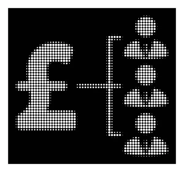 Icono blanco del pago de la libra del personal de medio tono — Vector de stock