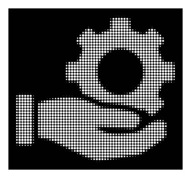 Beyaz yarı ton Mekanik vites hizmet el simgesi