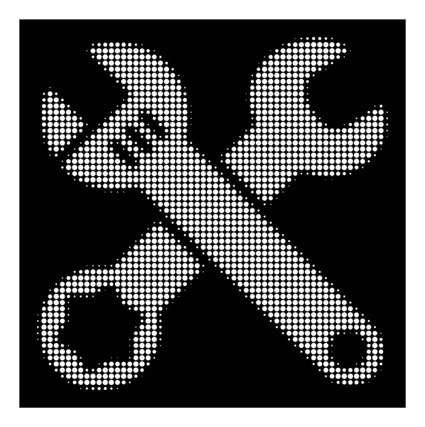 Witte Halftone slagmoersleutels pictogram — Stockvector