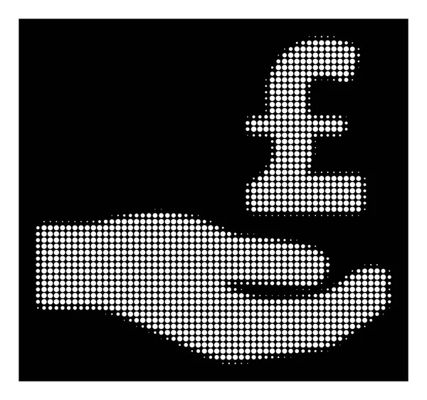 Icono de donación de libra blanca de medio tono — Vector de stock