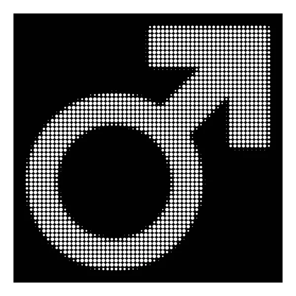 White Halftone Mars Symbol Icon