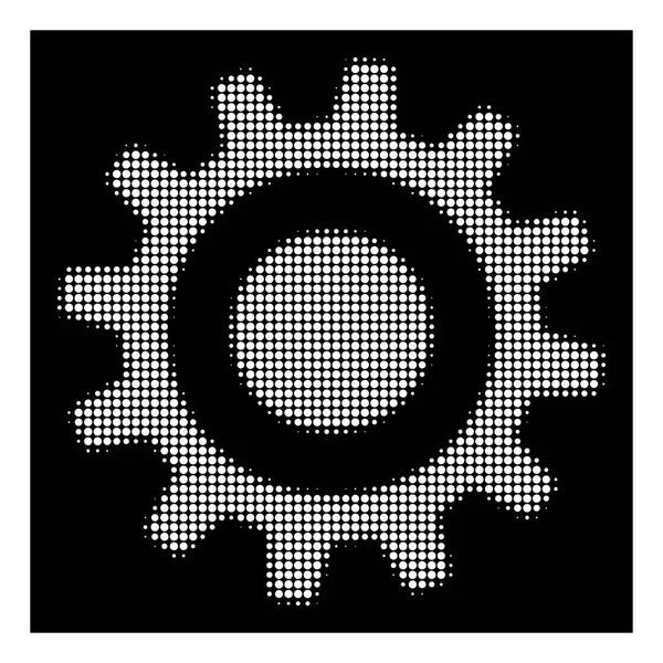 Witte Halftone tandrad pictogram — Stockvector