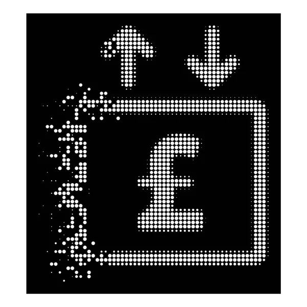 Bright töredezett Pixelated félárnyék font pénzt lift ikon — Stock Vector