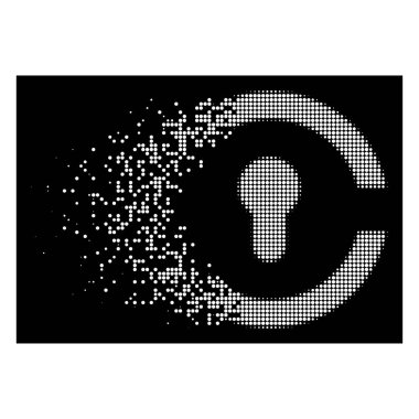 White Moving Dot Halftone Keyhole Icon clipart