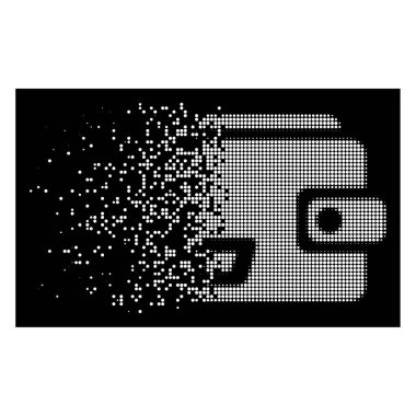 Pixelated noktalı çizgi cüzdan simgesi beyaz kırık