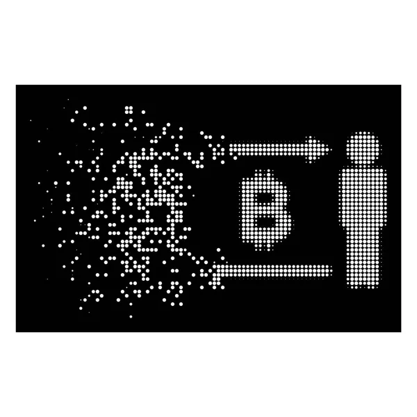 Pixel em movimento branco meio-tom pessoas troca Bitcoin Icon —  Vetores de Stock
