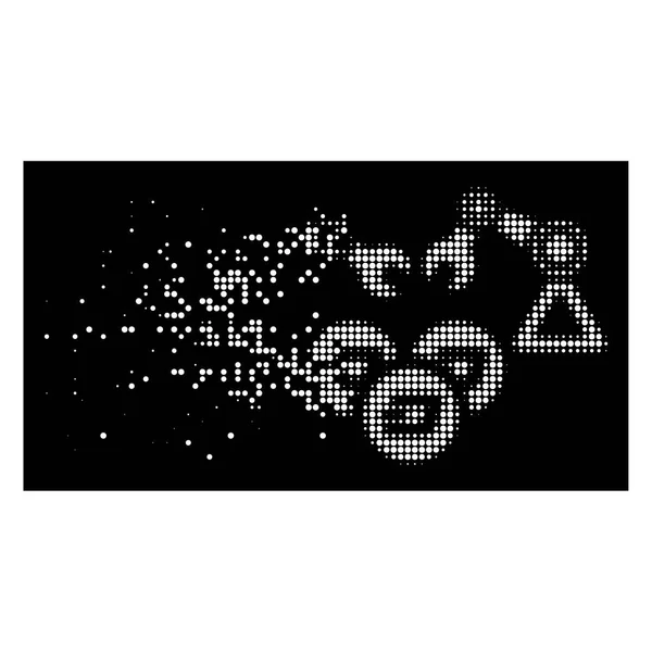 Bright Pixel Halftone Dash mijnbouw Robotics pictogram ontbinding — Stockvector