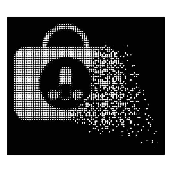 Weiße funkelnde Pixel Halbton männliche sexuelle Werkzeugkiste Symbol — Stockvektor