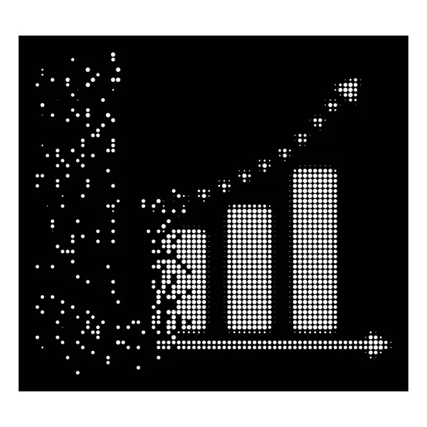 Icono de tendencia positiva punteada a medio tono de píxel descompuesto blanco — Archivo Imágenes Vectoriales
