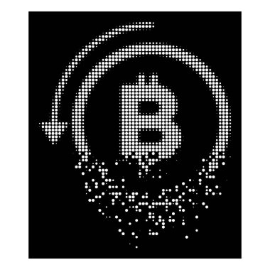 Beyaz piksel yarı ton geri alma Bitcoin ödeme simgesi kırılmış