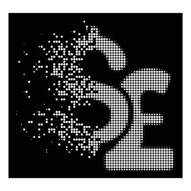 Pixelated yarı ton dolar ve Lirası simgesi beyaz harcanmış