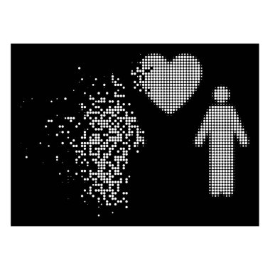 Yarı ton eşcinsel aşık simgesi beyaz ışıltı noktalı