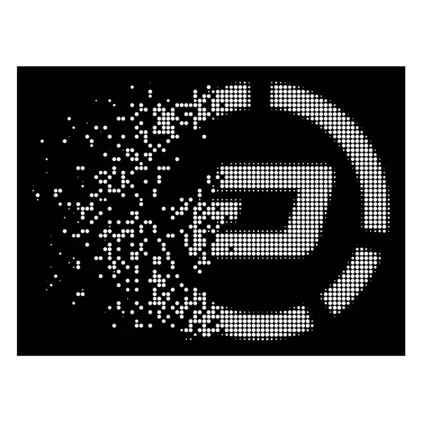 Bright Dust Dot Halftone Dash Pie Chart Icon — Stock Vector