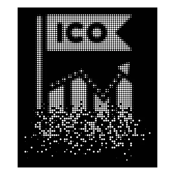 Icône de graphique ICO demi-teinte pixelisée dissoute blanche — Image vectorielle