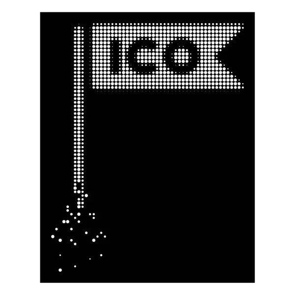 Pixel quebrado brilhante Halftone ICO Bandeira Ícone —  Vetores de Stock