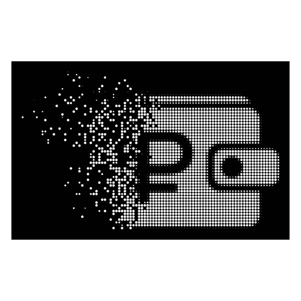 Символ рублевого кошелька с белым сломанным пикселем — стоковый вектор