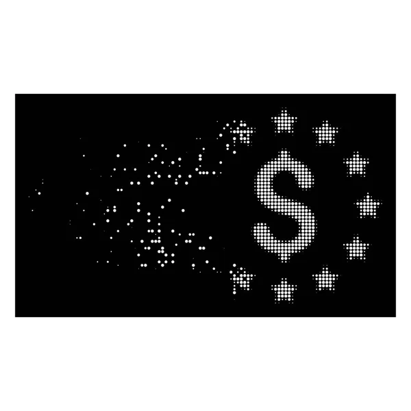 Luminoso punto dissipato mezzo dollaro stelle icona — Vettoriale Stock