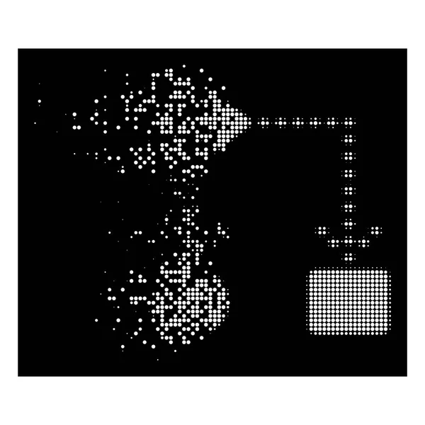 Bright Dust Pixel Halftone Bitcoin Algoritmo Esquema Ícone —  Vetores de Stock