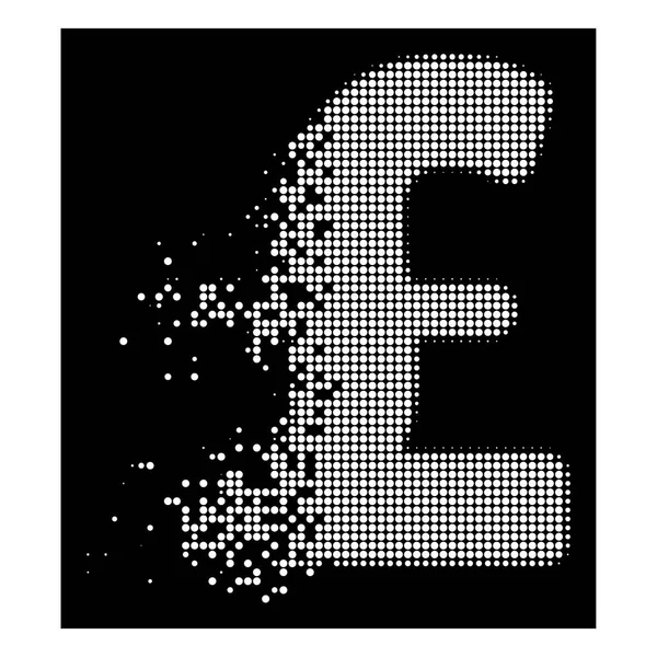 White Dust Dotted Halftone Pound Sterling Icon — Stock Vector