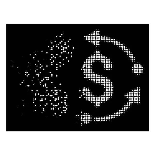White Fractured Dot Halftone Money Rotation Icon