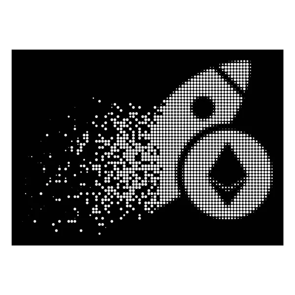 Lumineux endommagé Pixelated demi-ton Ethereum Rocket Icône — Image vectorielle