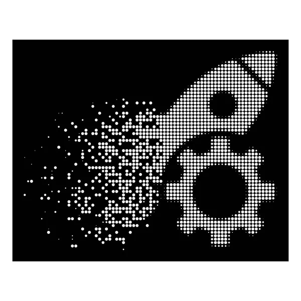 白色消散点缀半色调火箭发展图标 — 图库矢量图片