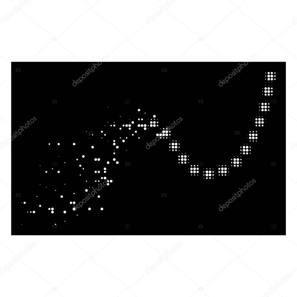 Bright Fragmented Pixel Halftone Dotted Curve Icon