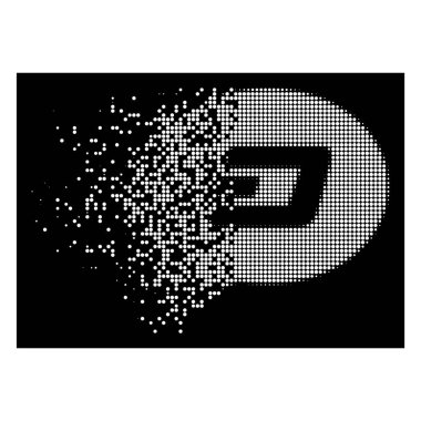 Bright Damaged Dotted Halftone Dash Message Balloon Icon clipart