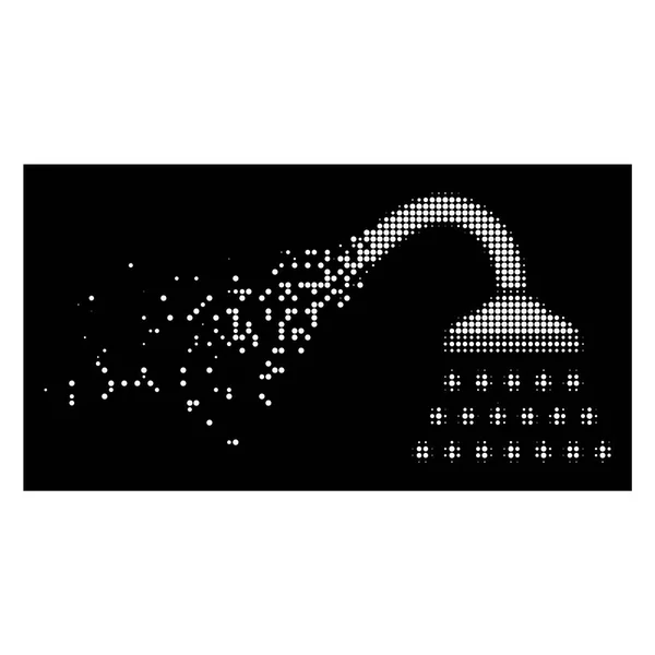 White Dissipated Pixel Halftone Shower Icon — Stockvector