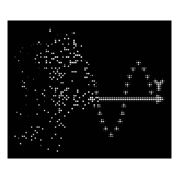 Fehér por Pixelated félárnyék pontozott Sinusoid telek ikon — Stock Vector