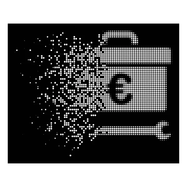 Icono blanco triturado Pixel Halftone Euro Toolbox — Vector de stock