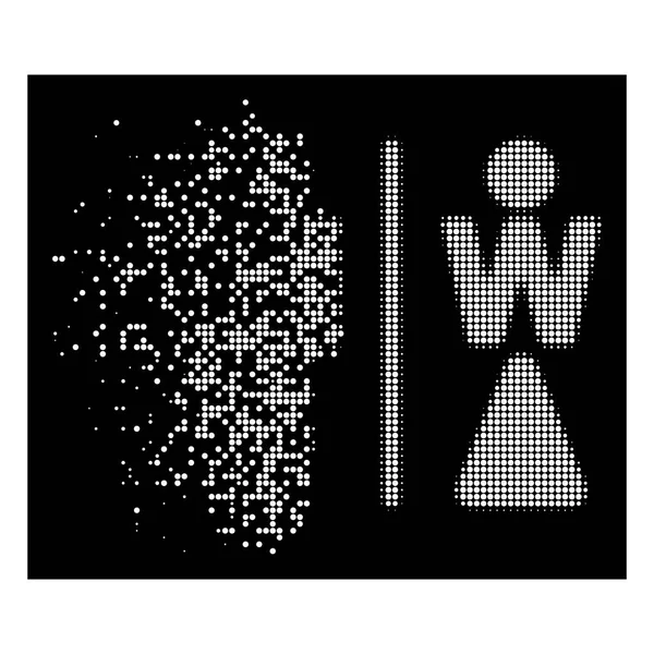 Білий пил Pixel Halftone WC Особи значок — стоковий вектор