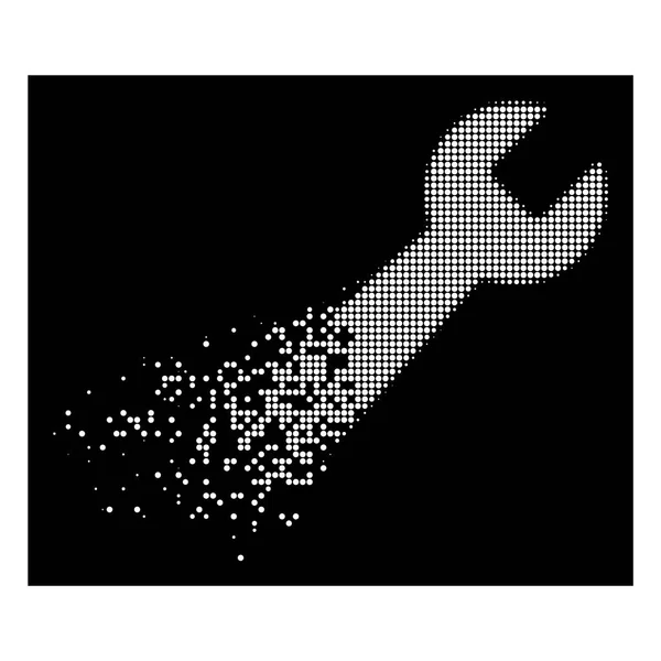 Helle gebrochene pixelige Halfone-Schraubenschlüssel-Symbol — Stockvektor
