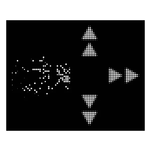 White Dot Halftone Move Out Icon gefragmenteerd — Stockvector