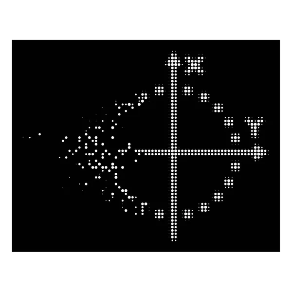 Icono de trama de círculo semitono punto descompuesto blanco — Vector de stock